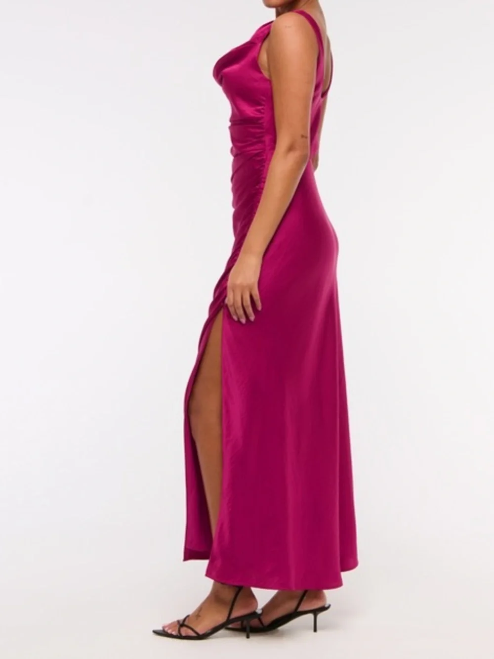 Abercrombie & Fitch Cowl Neck Draped Maxi Dress Women’s Petite Medium Pink Berry